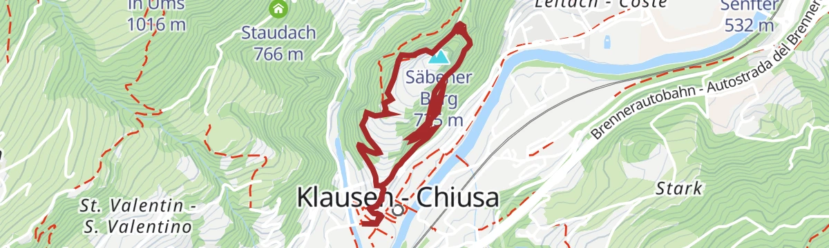 Route map: Circular walk from Klausen to Säben